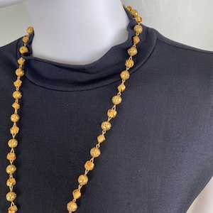 Barrell filigree gold necklace, vintage retro gold chain necklace