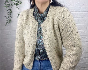 Small to medium fit, hand knitted flecked vintage cardigan, medium fit