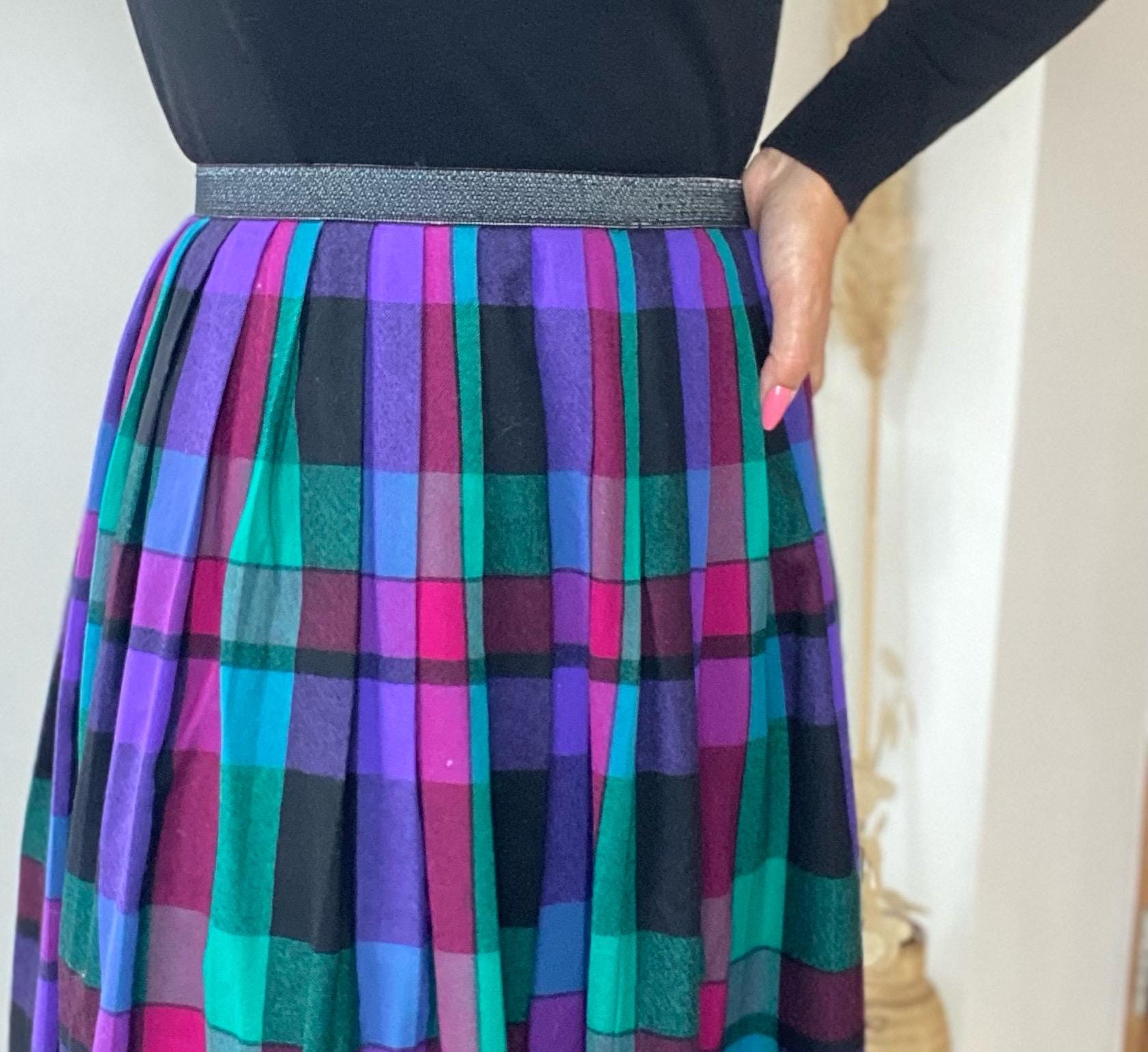 Purple plaid skirt navy hot sale
