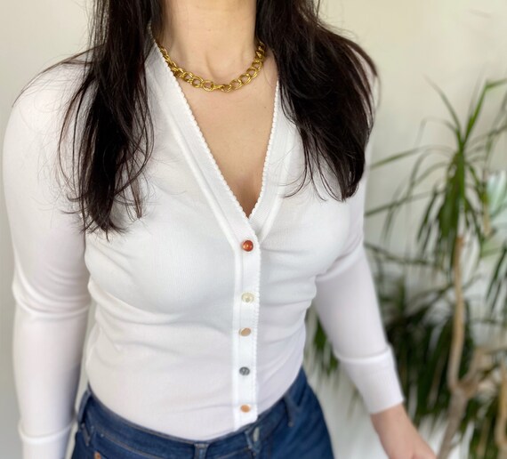 fitted white cardigan
