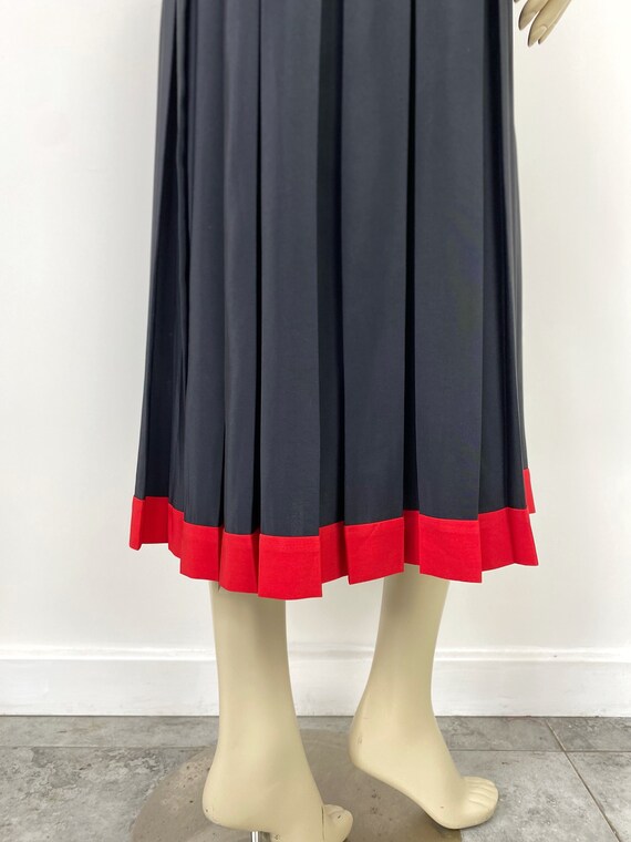 UK10 12. 1990s Long Pleated Black Vintage Skirt With Red Detailing Formal Skirt for Work or Play Etsy