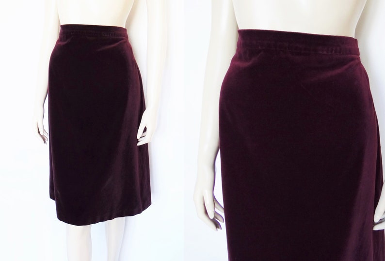 Vintage Skirt Velvet Skirt UK16 Christmas Skirt Red Velvet Skirt Plus Size Velvet Skirt Ladies Clothing Plum Skirt Women/'s Vintage