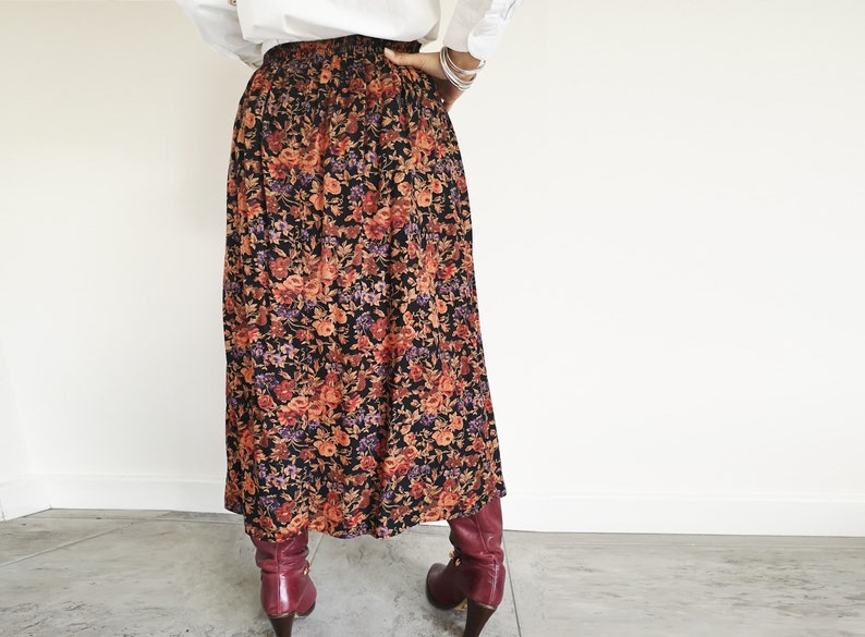 Boho Floaty Skirt Amber Skirt Peasant Skirt Vintage Clothing UK12 Amber Skirt Grunge Skirt Gypsy Skirt Floral 90s Vintage Skirt