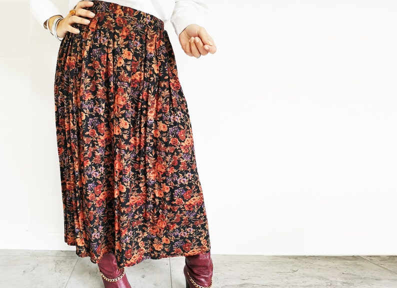 Boho Floaty Skirt Amber Skirt Peasant Skirt Vintage Clothing UK12 Amber Skirt Grunge Skirt Gypsy Skirt Floral 90s Vintage Skirt