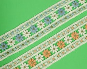 1 3 8 quot Daisy Floral Lace Trim,trim by the yard,white embroidered colorful lace trim,orange and blue lace trim,doll clothes,sewing. (LC20071)