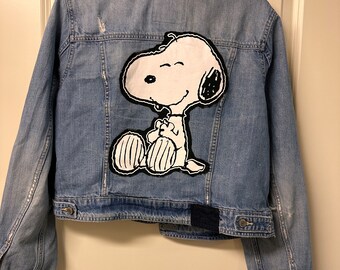 Veste en jean Snoopy recyclée