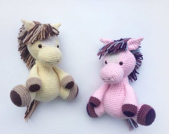 Crochet pony horse baby toy stuffed horse gift for boys & girls nursery decor amigurumi horse Plush toy for kids Knitted horse for newborn