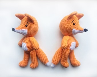 Crochet fox, knitted fox, baby toy, soft toy fox, stuffed animal, gender neutral toy, plush toy fox, amigurumi, forest animal, newborn gift