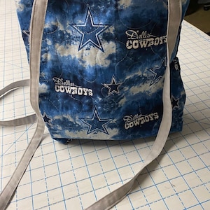 Tote Bag-Dallas Cowboys-Blue & Gray-Machine Quilted-Hand Made