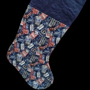 Christmas Stocking-US Air Force-Dog Tags-Machine Quilted-Handmade