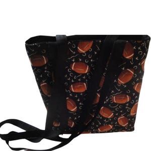 Football Tote W/Plays Design-Black Background-Machine Quilted-Hand Mad-For The Love of Football