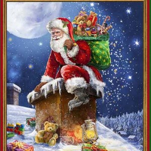 Up On The Housetop Panel-Quilting Treasures-Santa