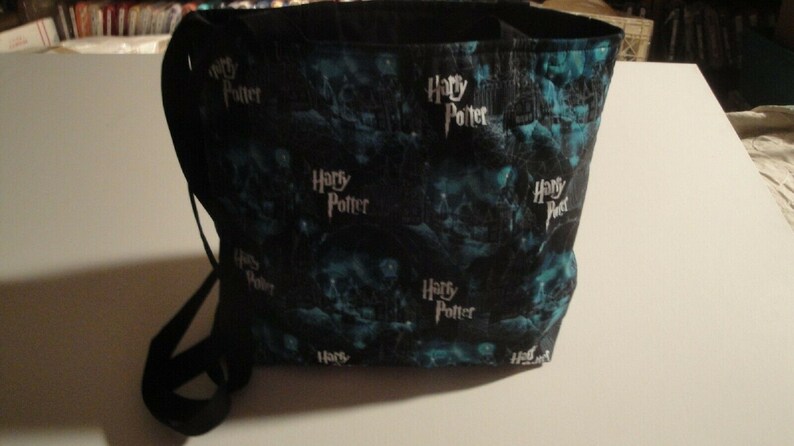 Harry Potter-Black /& Teal Tote Bag-Machine Quilted-Hand Made