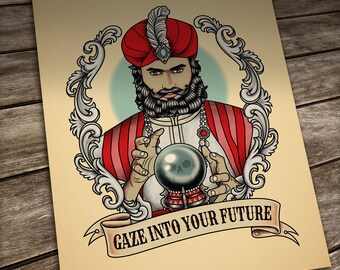 Crystal Seer tattoo print. Old School Tattoo.