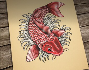 Koi Tattoo print. Old School Tattoo