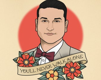 Custom portrait in Tattoo Style, Tattoo portrait, Illustrated portrait, personalized portrait, one person