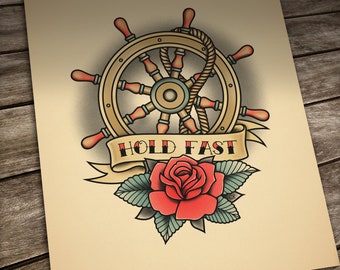 Ship Wheel Tattoo Print. Old School Tattoo. Nautical Tattoo - Etsy Ireland