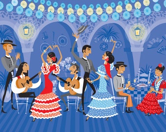 Tablao Flamenco. Spanish scene Poster