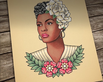 Billie Tattoo print. Old School Tattoo. Portrait in Traditional Tattoo style.