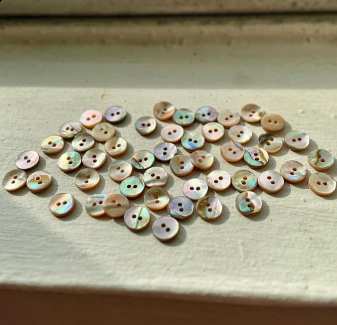 20 Pcs 9 Mm Abalone Shell Buttons - Tiny Hand Made Natural Shell ...