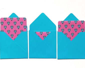 Engagement mini cards, cute engagement cards, bling stationery, tiny envelopes, wedding favors, mini card set, 3x3 note cards, blank notes