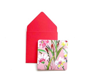 Floral mini note cards, blank stationery cards, tiny envelopes, cute little cards, florist envelope, anniversary love notes, blank love note