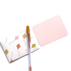 Sobres de tarjetas de notas de cometas, vaya a volar una cometa, linda papelería de cometas, mini tarjetas en blanco, juego de regalo de papelería, lindas tarjetas de notas, tarjetas de notas en blanco de 3x4