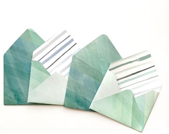 10 sobres de menta, tarjetas de notas planas, sobres verdes variados, mini tarjetas en blanco, sobres de floristería, marca comercial, sobres de tarjetas de regalo
