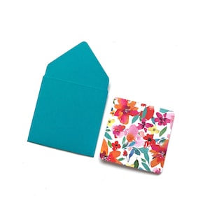 Ensemble de mini-cartes florales à l'aquarelle, cartes de correspondance vierges, jolis petits remerciements, note de remerciement du vendeur, carte de correspondance carrée pour boîte-cadeau
