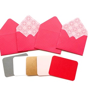10 enveloppes roses, enveloppes à double face, papeterie mignonne, cartes de notes rose vif, mini cartes vierges, enveloppes fleuriste, notes de boîte à lunch