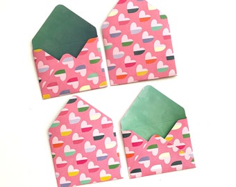 Tarjetas de papelería, sobres de San Valentín, Mini tarjeta, tarjetas de notas en blanco, mini tarjetas, sobres decorativos, sobres de noche de fecha, sobres para el corazón