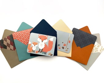 fall stationery set Assorted fall greeting cards cute blank note cards blank autumn just because cards square stationary envelopes