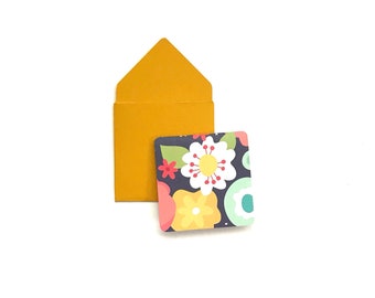 Florale Minikarten, leere Briefpapierkarten, Mininotizen, quadratische Karten, Geschenkanhänger mit Umschlägen, Minikartenset, Kartengehäuse, Geschenkset
