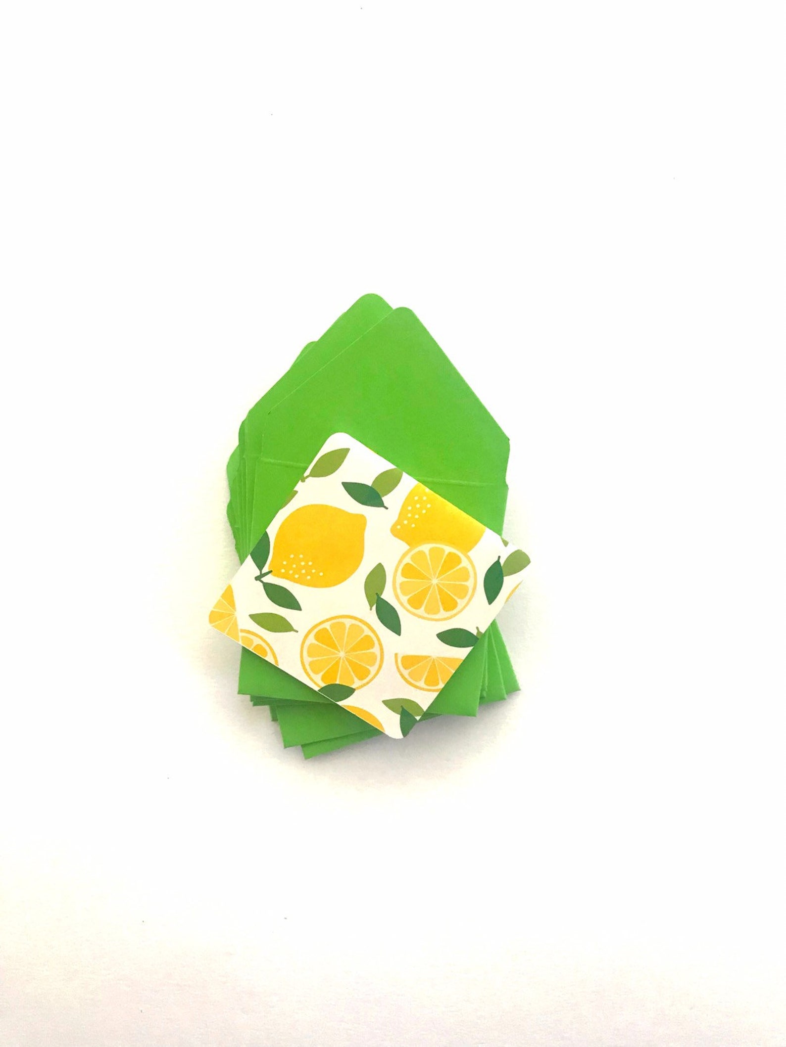 Lemon Mini Card Set, Blank Thank You Cards, Lemon Gift Wrap, Lemon ...