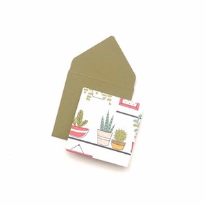 Mini cartes de cactus, papeterie de cactus, cartes-cadeaux de cactus, cartes fixes vierges, cadeau de Dame de plante, étiquettes cadeaux avec enveloppes, ensemble de papeterie