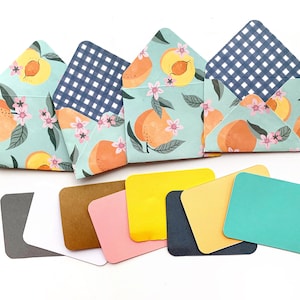 10 sobres PEACHES, sobres de libros de visitas, tarjetas de papelería de melocotón, sobres diminutos, tarjetas de agradecimiento en blanco, tarjetas de lugar de melocotón, mini tarjetas