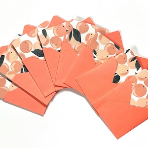 Peach mini note cards, fruit stationery, tiny envelopes, peach envelopes, peaches and cream, blank mini cards, cute stationery, fruity gift