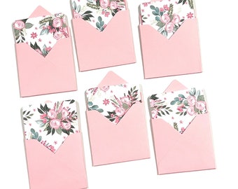 Florale Minikarten, leere Briefpapierkarten, Mininotizen, quadratische Karten, Geschenkanhänger mit Umschlägen, Minikartenset, Kartengehäuse, Geschenkset