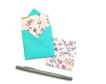 Florale Minikarten, blanko Briefpapierkarten, MiniNotizen, Briefpapierkarten, Geschenkanhänger mit Umschlägen, Minikartenset, Karteneinfassungen, Geschenkset