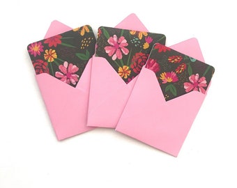 Floral mini cards, gift wrap cards, small note cards, floral gift wrap, card enclosures, gift cards, blank tags, mini cards with envelopes