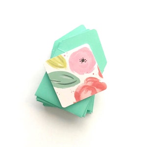 Mini cartes avec enveloppes, petites cartes de correspondance, petites enveloppes pour cadeau, cadeau d'hôtesse, petit ensemble de papeterie, carte-cadeau 3 x3, message cadeau carré