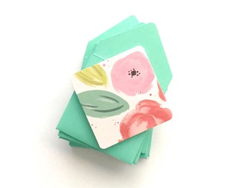 Mini Cards with envelopes, tiny note cards, small envelopes for gift, hostess gift, small stationery set, 3x3 gift card, square gift message
