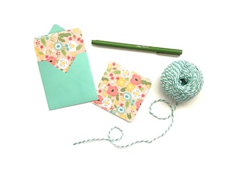 Florale Minikarten, leere Briefpapierkarten, Mininotizen, stationäre Karten, Geschenkanhänger mit Umschlägen, Minikartenset, Kartenbeilagen, Geschenkset
