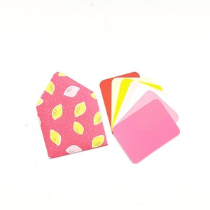 Enveloppes de citron, enveloppes 3x4, papeterie de modèle de ressort, ensemble stationnaire de citron, carte mignonne de note de citron, cartes de remerciement de citron, stand de limonade