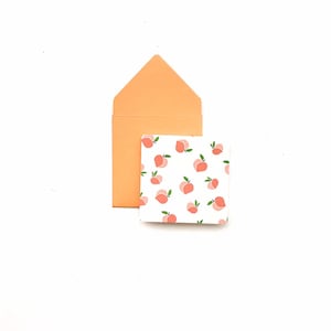 Peach mini note cards, fruit stationery, tiny envelopes, peach envelopes, peaches and cream, blank mini cards, cute stationery, fruity gift