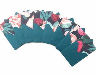 Mini cards, small note cards, lunchbox notes, love notes, tiny square cards, cards with flowers, 3x3 note card, mini envelopes, small cards