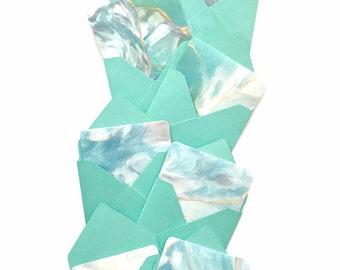 Tarjetas de notas de geoda, tarjetas de felicitación de mini cristal, sobres diminutos, linda papelería de mármol, tarjetas de notas 3x3 con sobres, tarjeta estacionaria de mármol