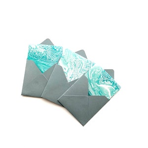 Galaxy notitiekaarten, mini ruimte wenskaarten, kleine grijze enveloppen, schattig galaxy briefpapier, 3x3 notitiekaarten met enveloppen, oceaan stationair