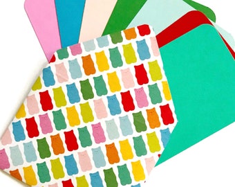Papelería Rainbow, Mini sobres, tarjetas de notas en blanco, mini tarjetas, etiquetas de regalo con sobres, sobres estampados, tarjetas fijas de verano