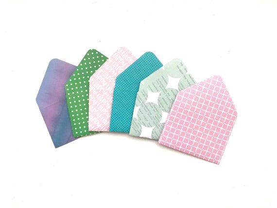 50 assorted business card envelopes, calling card envelopes, tiny envelopes, 2x3 paper envelopes. Bulk envelopes, florist envelopes